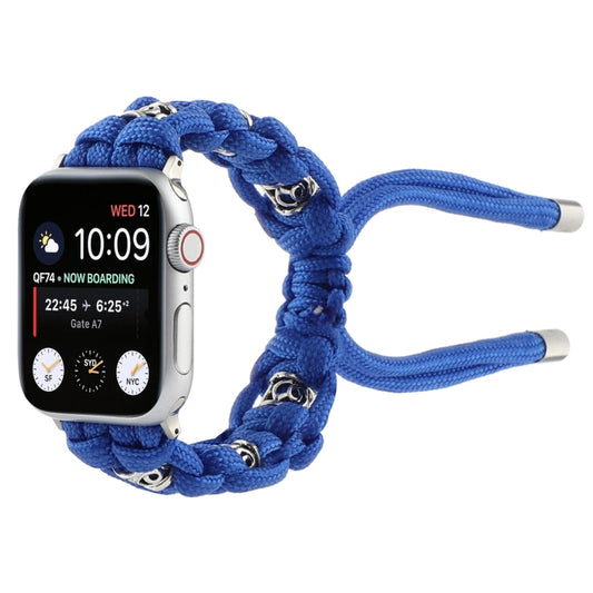 For Apple Watch Series 4 44mm Silk Silver Beads Braided Watch Band(Blue) by bashfashion