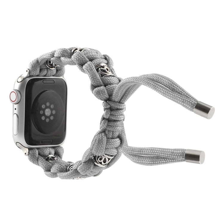 For Apple Watch Series 2 38mm Silk Silver Beads Braided Watch Band(Grey) by bashfashion