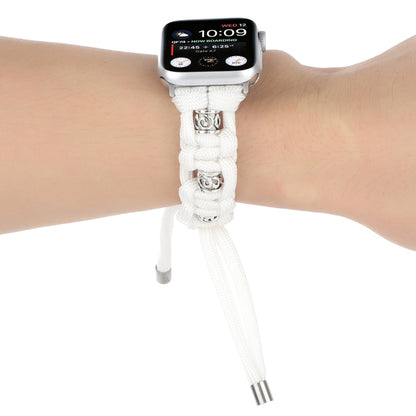 For Apple Watch Series 2 38mm Silk Silver Beads Braided Watch Band(White) by bashfashion