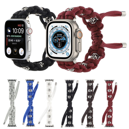 For Apple Watch Series 7 45mm Silk Silver Beads Braided Watch Band(White) by bashfashion