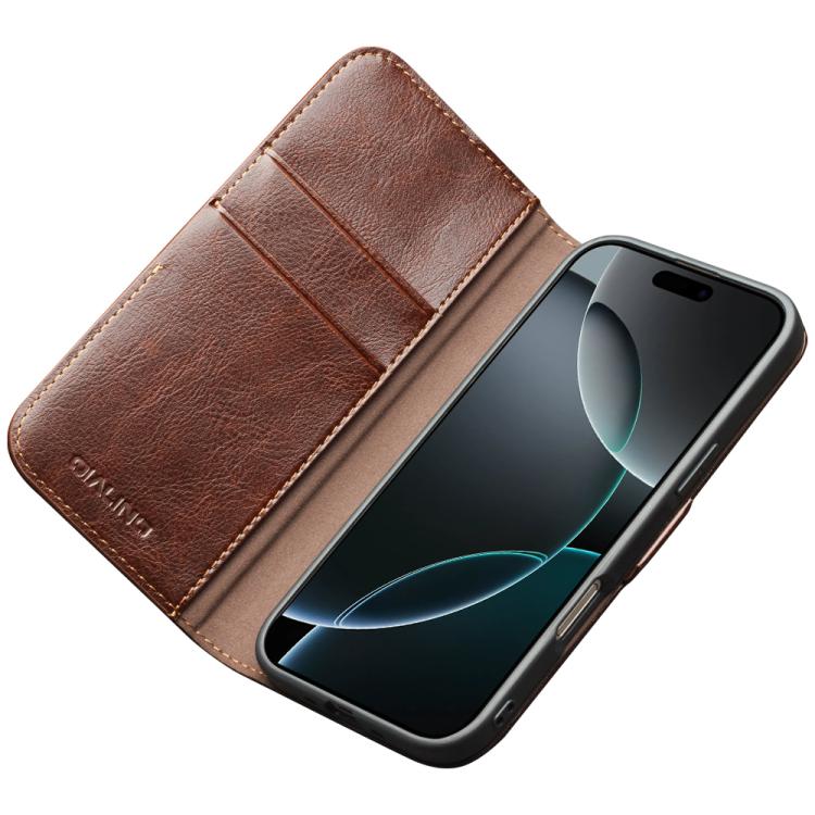 For iPhone Air QIALINO Classic 103 Buckle Genuine Leather Phone Case(Brown) by QIALINO