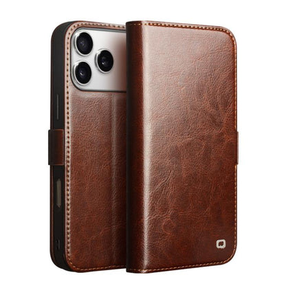 For iPhone 17 Pro Max QIALINO Classic 103 Buckle Genuine Leather Phone Case(Brown) by QIALINO