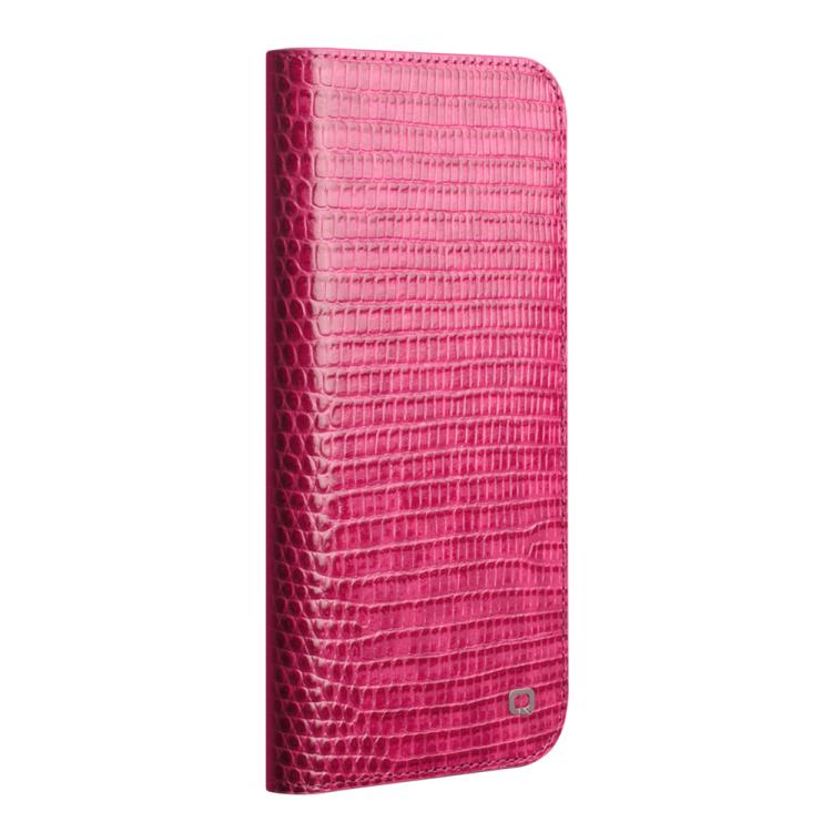 For iPhone 17 Pro QIALINO Little Crocodile Texture Genuine Leather Phone Case(Rose Red) by QIALINO
