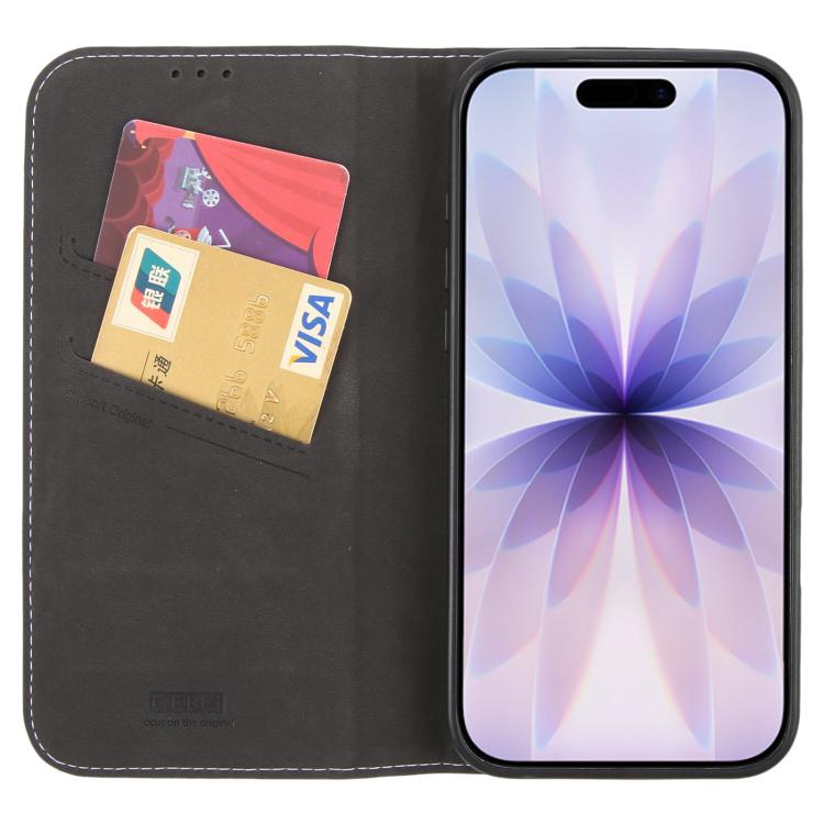 For iPhone 17 GEBEI Top-grain Horizontal Flip Leather Phone Case(Black) by GEBEI