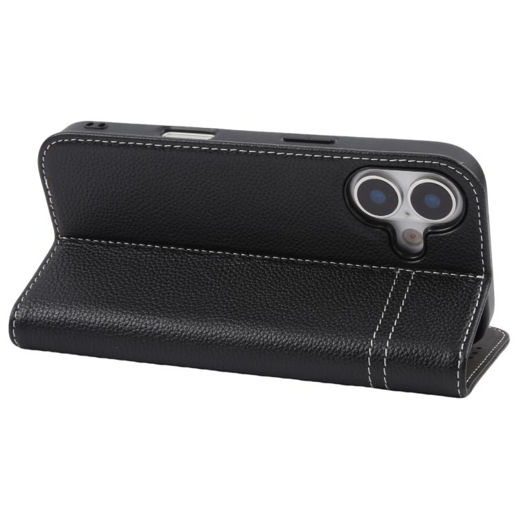 For iPhone 17 GEBEI Top-grain Horizontal Flip Leather Phone Case(Black) by GEBEI