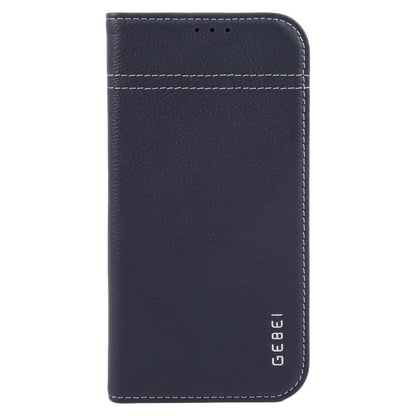 For iPhone 17 GEBEI Top-grain Horizontal Flip Leather Phone Case(Blue) by GEBEI