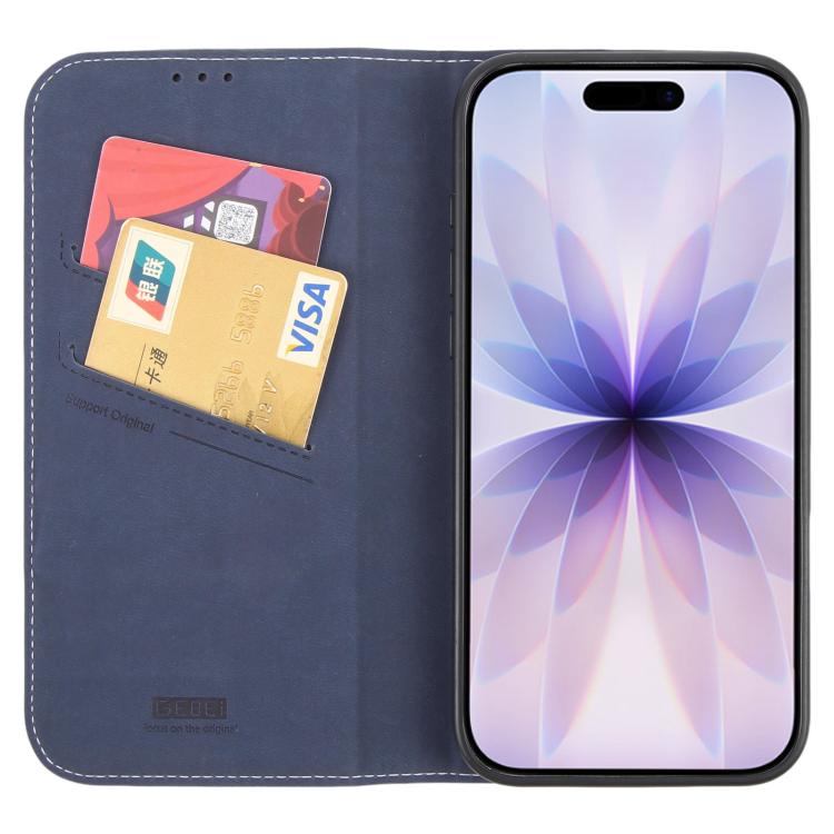 For iPhone 17 GEBEI Top-grain Horizontal Flip Leather Phone Case(Blue) by GEBEI