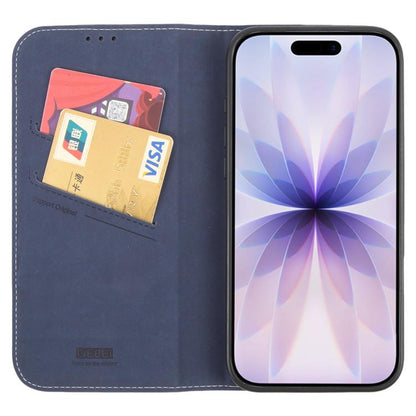 For iPhone 17 GEBEI Top-grain Horizontal Flip Leather Phone Case(Blue) by GEBEI