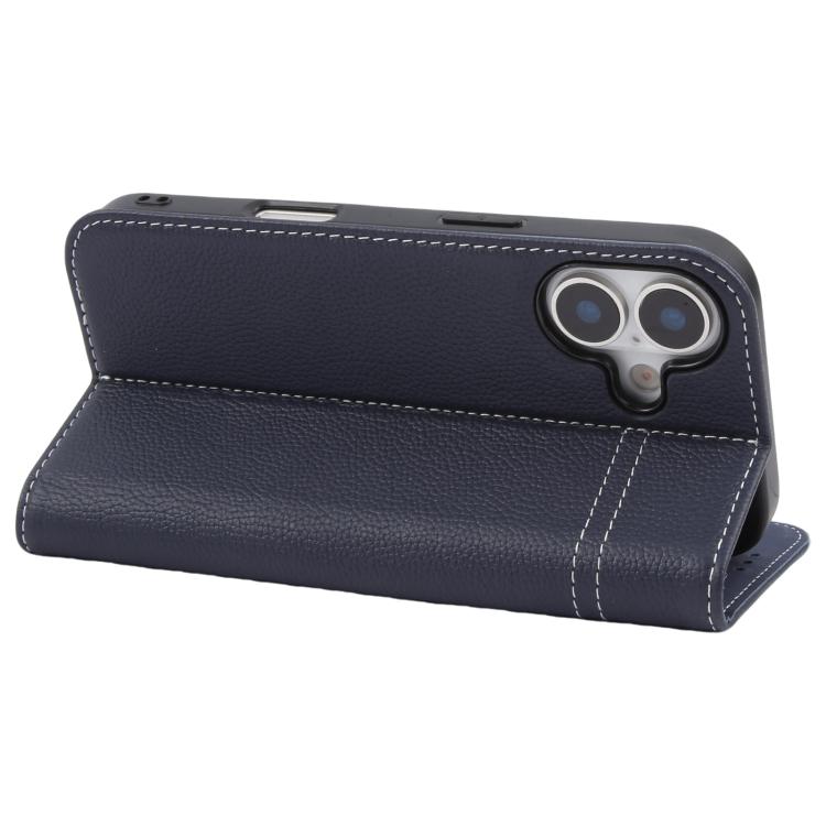 For iPhone 17 GEBEI Top-grain Horizontal Flip Leather Phone Case(Blue) by GEBEI