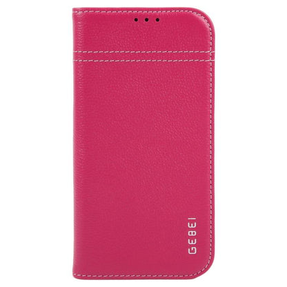 For iPhone 17 GEBEI Top-grain Horizontal Flip Leather Phone Case(Rose Red) by GEBEI