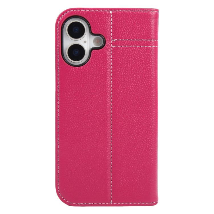 For iPhone 17 GEBEI Top-grain Horizontal Flip Leather Phone Case(Rose Red) by GEBEI