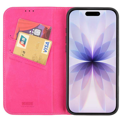 For iPhone 17 GEBEI Top-grain Horizontal Flip Leather Phone Case(Rose Red) by GEBEI