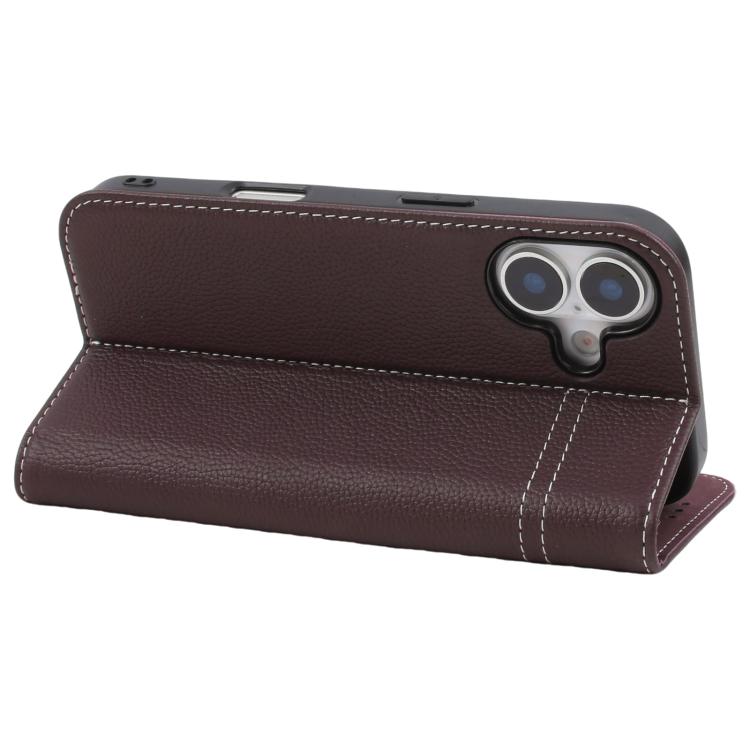 For iPhone 17 GEBEI Top-grain Horizontal Flip Leather Phone Case(Brown) by GEBEI