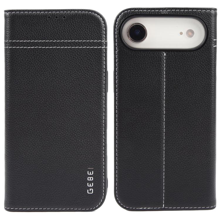 For iPhone Air GEBEI Top-grain Horizontal Flip Leather Phone Case(Black) by GEBEI