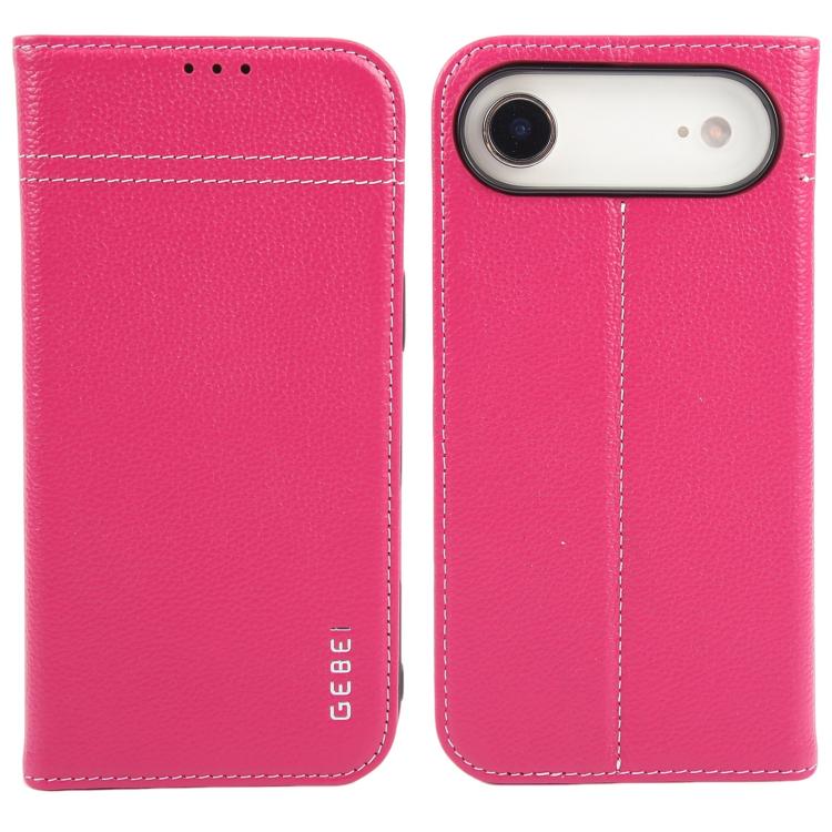 For iPhone Air GEBEI Top-grain Horizontal Flip Leather Phone Case(Rose Red) by GEBEI