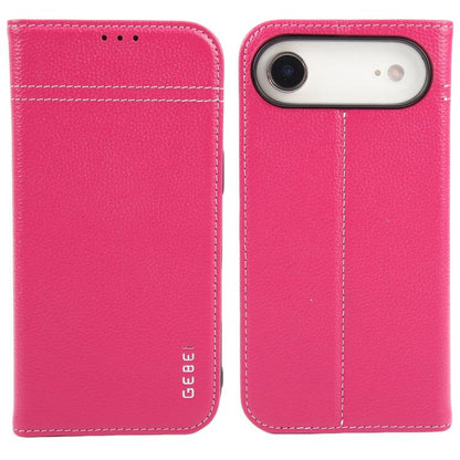 For iPhone Air GEBEI Top-grain Horizontal Flip Leather Phone Case(Rose Red) by GEBEI