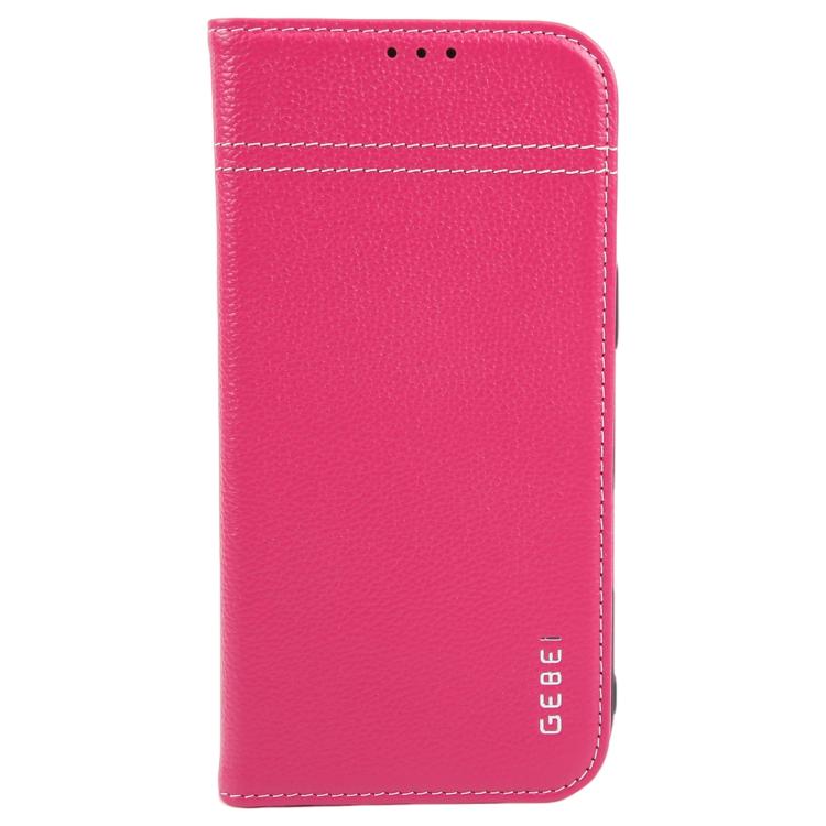 For iPhone Air GEBEI Top-grain Horizontal Flip Leather Phone Case(Rose Red) by GEBEI