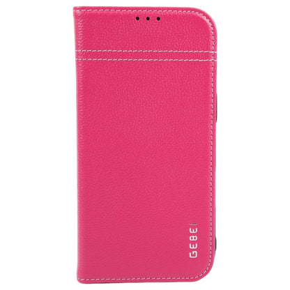 For iPhone Air GEBEI Top-grain Horizontal Flip Leather Phone Case(Rose Red) by GEBEI