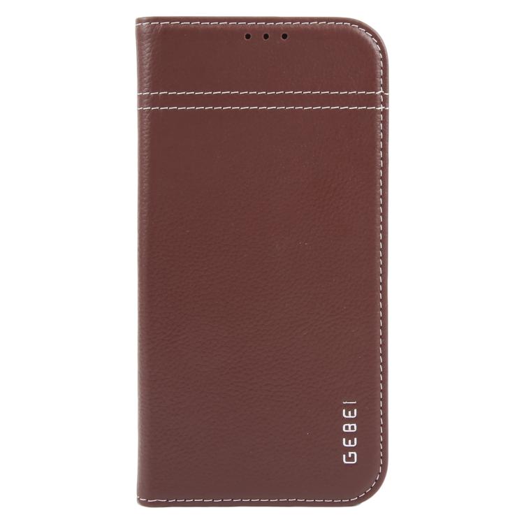 For iPhone Air GEBEI Top-grain Horizontal Flip Leather Phone Case(Brown) by GEBEI