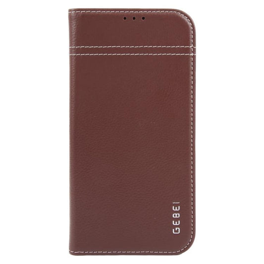 For iPhone Air GEBEI Top-grain Horizontal Flip Leather Phone Case(Brown) by GEBEI