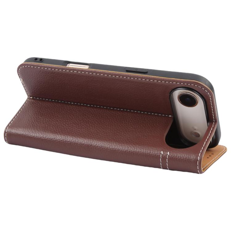 For iPhone Air GEBEI Top-grain Horizontal Flip Leather Phone Case(Brown) by GEBEI