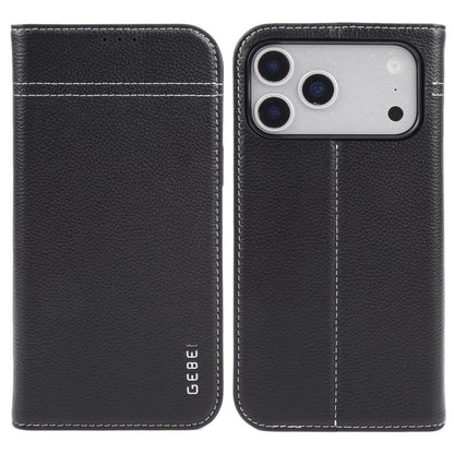 For iPhone 17 Pro GEBEI Top-grain Horizontal Flip Leather Phone Case(Black) by GEBEI