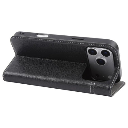 For iPhone 17 Pro GEBEI Top-grain Horizontal Flip Leather Phone Case(Black) by GEBEI