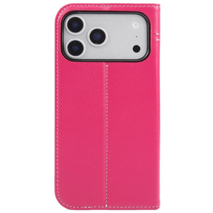 For iPhone 17 Pro GEBEI Top-grain Horizontal Flip Leather Phone Case(Rose Red) by GEBEI