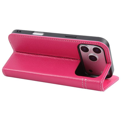 For iPhone 17 Pro GEBEI Top-grain Horizontal Flip Leather Phone Case(Rose Red) by GEBEI