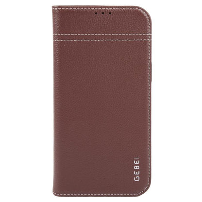 For iPhone 17 Pro GEBEI Top-grain Horizontal Flip Leather Phone Case(Brown) by GEBEI