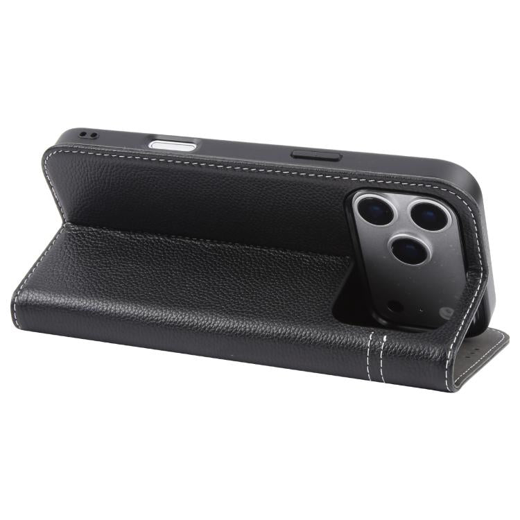 For iPhone 17 Pro Max GEBEI Top-grain Horizontal Flip Leather Phone Case(Black) by GEBEI
