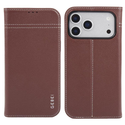 For iPhone 17 Pro Max GEBEI Top-grain Horizontal Flip Leather Phone Case(Brown) by GEBEI