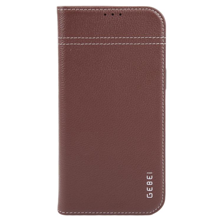 For iPhone 17 Pro Max GEBEI Top-grain Horizontal Flip Leather Phone Case(Brown) by GEBEI