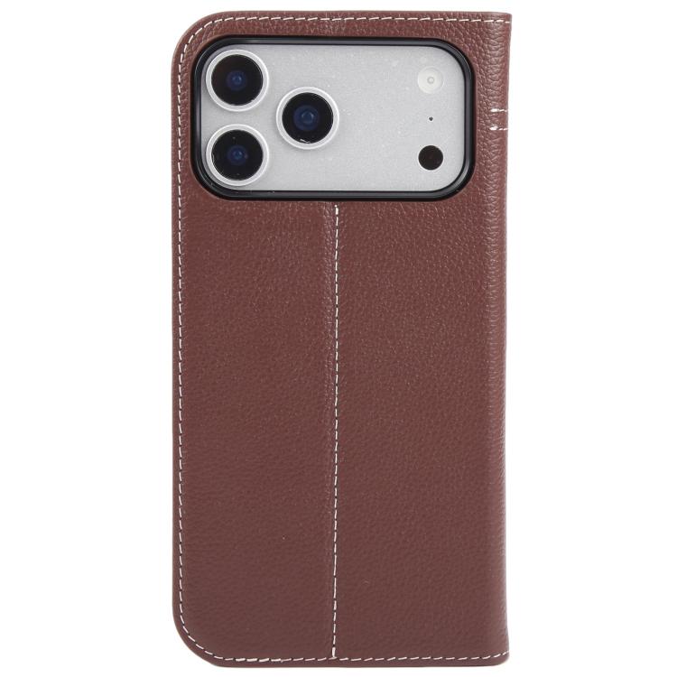 For iPhone 17 Pro Max GEBEI Top-grain Horizontal Flip Leather Phone Case(Brown) by GEBEI