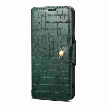 For iPhone 15 Pro Denior Crocodile Texture Oil Edge Leather Phone Case(Green) by Denior