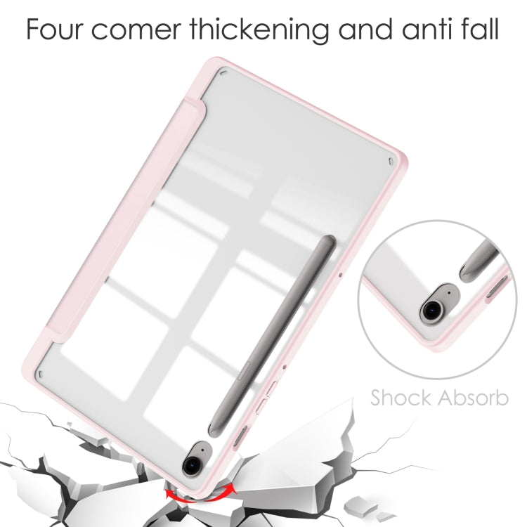 For Samsung Galaxy Tab S9 FE / S10 FE Acrylic 3-folding Smart Leather Tablet Case with Pen Slot(Pink) by bashfashion