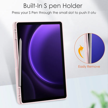 For Samsung Galaxy Tab S9 FE / S10 FE Acrylic 3-folding Smart Leather Tablet Case with Pen Slot(Pink) by bashfashion