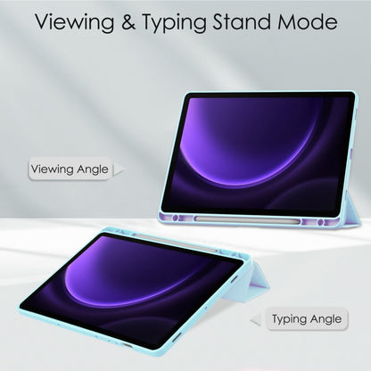 For Samsung Galaxy Tab S9 FE / S10 FE Acrylic 3-folding Smart Leather Tablet Case with Pen Slot(Sky Blue) by bashfashion