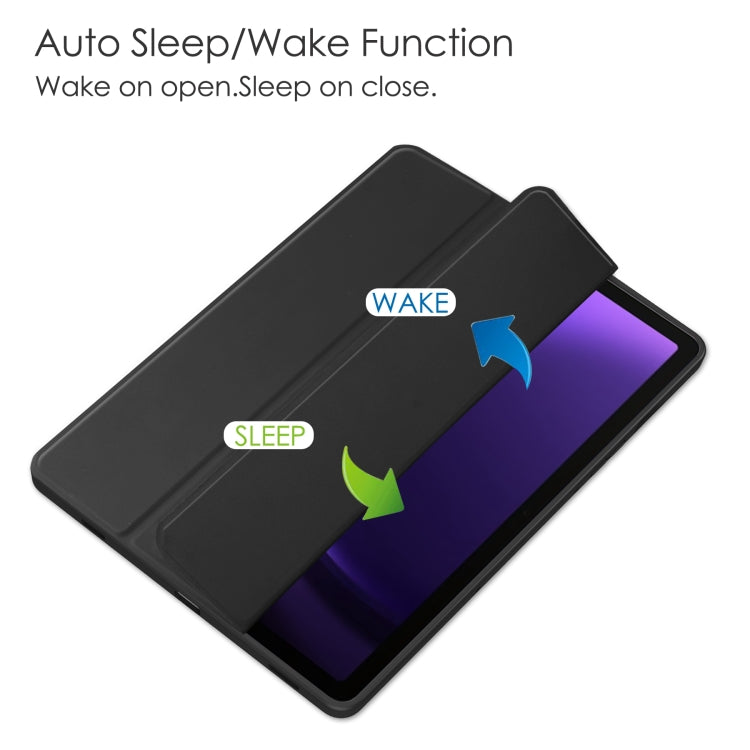 For Samsung Galaxy Tab S9 FE / S10 FE Acrylic 3-folding Smart Leather Tablet Case with Pen Slot(Black) by bashfashion