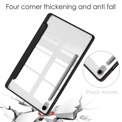 For Samsung Galaxy Tab S9 FE / S10 FE Acrylic 3-folding Smart Leather Tablet Case with Pen Slot(Black) by bashfashion