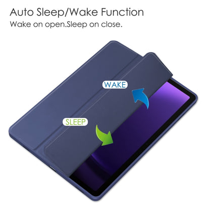 For Samsung Galaxy Tab S9 FE / S10 FE Acrylic 3-folding Smart Leather Tablet Case with Pen Slot(Dark Blue) by bashfashion