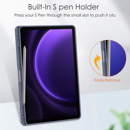 For Samsung Galaxy Tab S9 FE / S10 FE Acrylic 3-folding Smart Leather Tablet Case with Pen Slot(Lavender) by bashfashion