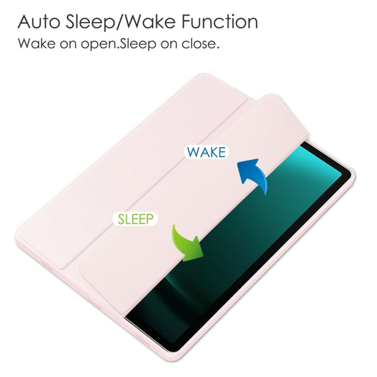 For Samsung Galaxy Tab S9 FE+ / S10+ Acrylic 3-folding Smart Leather Tablet Case with Pen Slot(Pink) by bashfashion