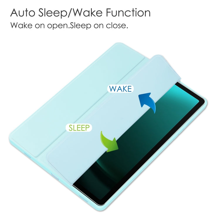 For Samsung Galaxy Tab S9 FE+ / S10+ Acrylic 3-folding Smart Leather Tablet Case with Pen Slot(Sky Blue) by bashfashion