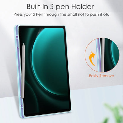 For Samsung Galaxy Tab S9 FE+ / S10+ Acrylic 3-folding Smart Leather Tablet Case with Pen Slot(Sky Blue) by bashfashion