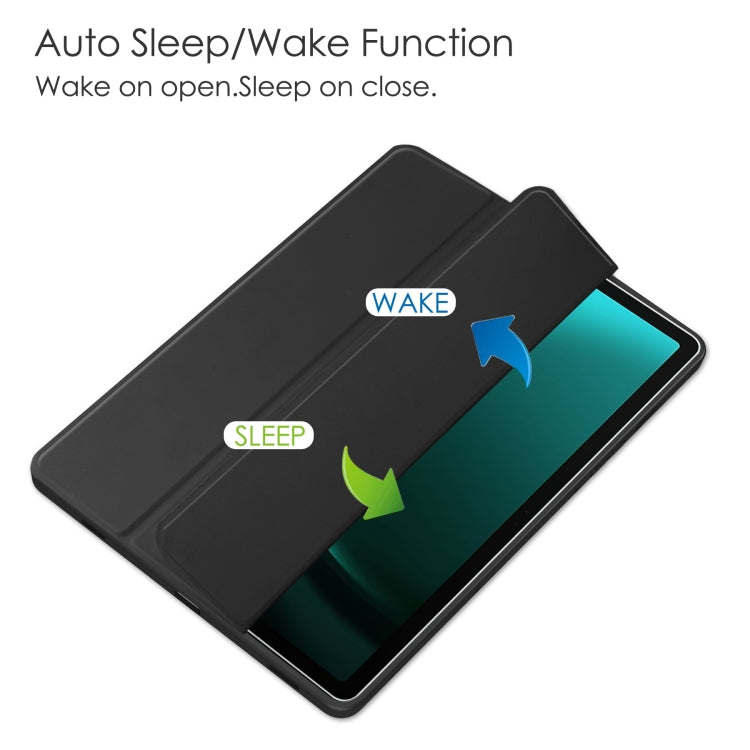 For Samsung Galaxy Tab S9 FE+ / S10+ Acrylic 3-folding Smart Leather Tablet Case with Pen Slot(Black) by bashfashion