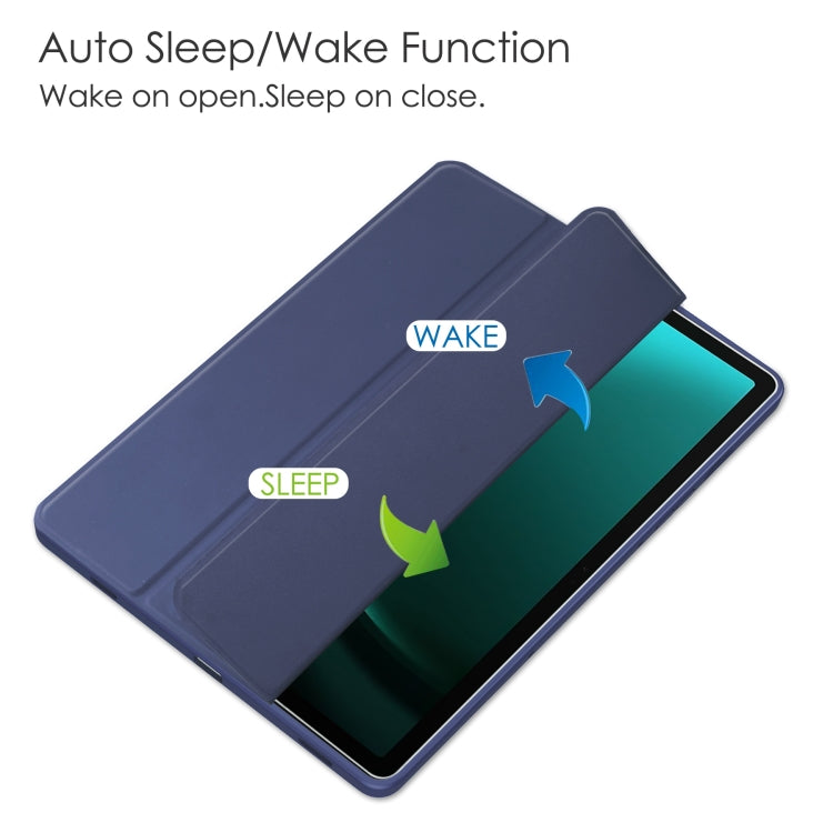 For Samsung Galaxy Tab S9 FE+ / S10+ Acrylic 3-folding Smart Leather Tablet Case with Pen Slot(Dark Blue) by bashfashion