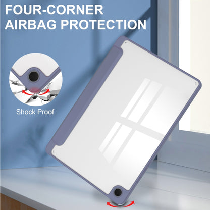 For Samsung Galaxy Tab A9+ Acrylic 3-folding Smart Leather Tablet Case with Pen Slot(Lavender) by bashfashion