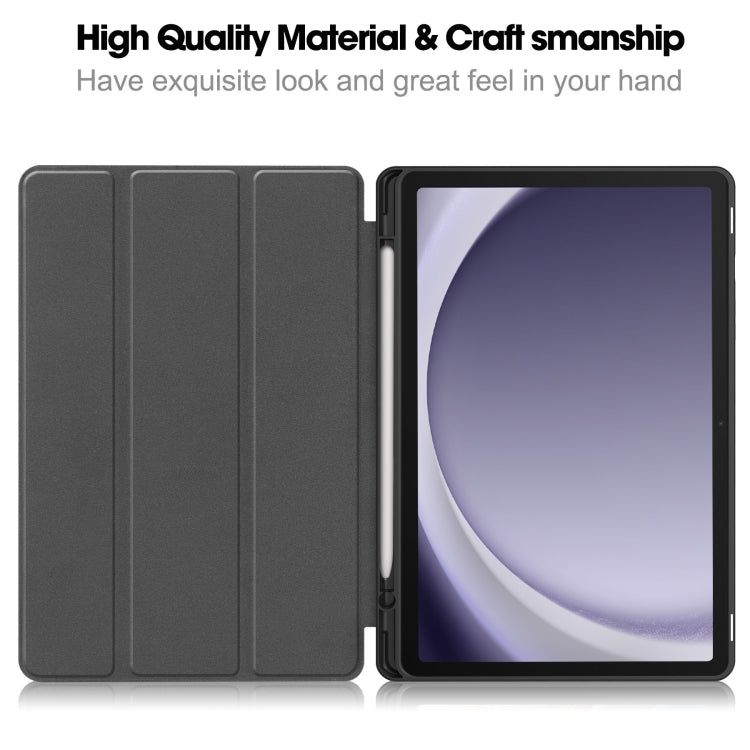 For Samsung Galaxy Tab A9+ Painted 3-folding Holder TPU Smart Leather Tablet Case(Big Eye) by bashfashion