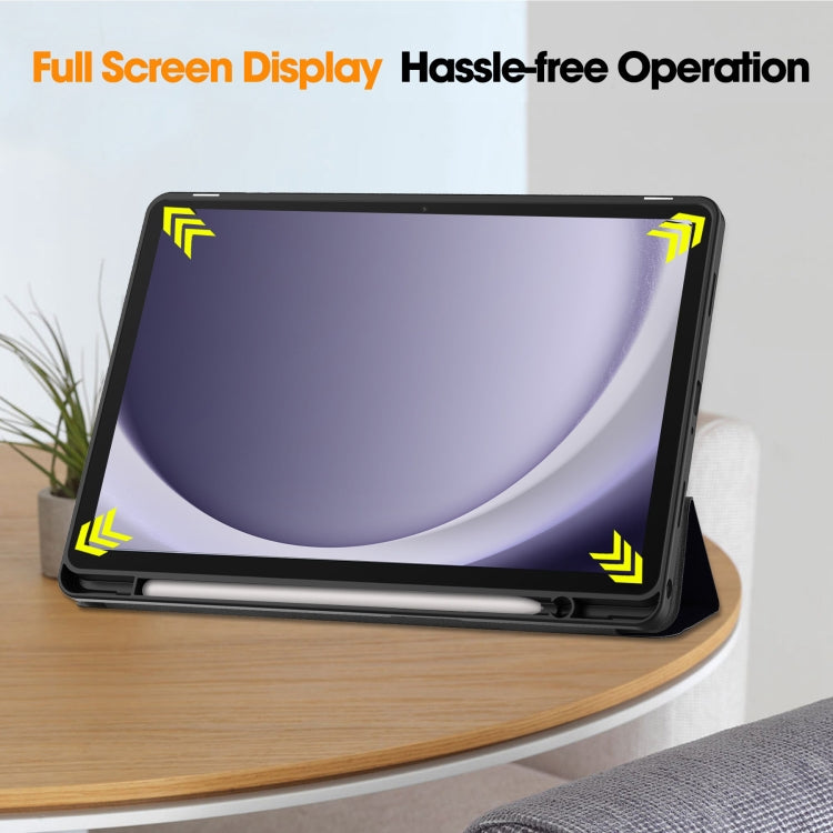 For Samsung Galaxy Tab A9+ Painted 3-folding Holder TPU Smart Leather Tablet Case(Big Eye) by bashfashion